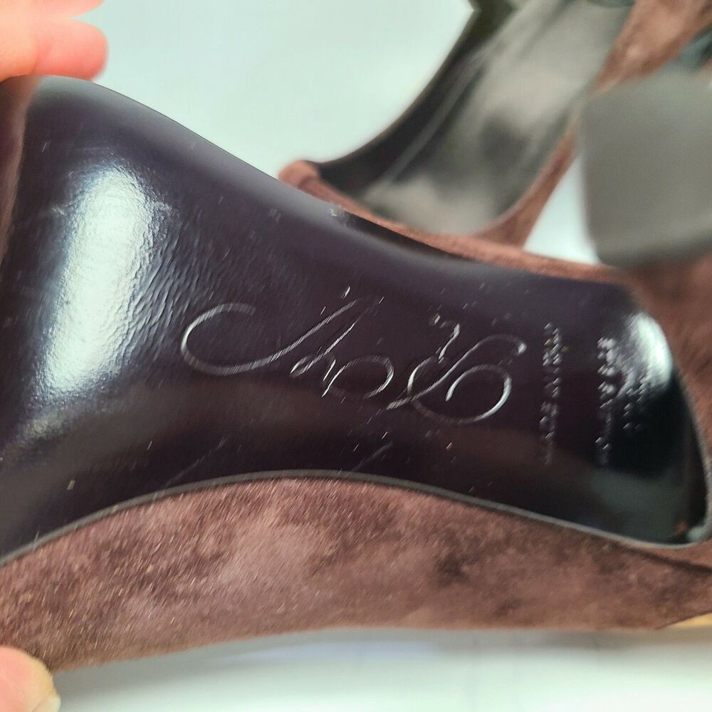 Roger Vivier women heels Pump Paris 2-tone brown Leather suede sz 37.5 7.5 new - Picture 9 of 10